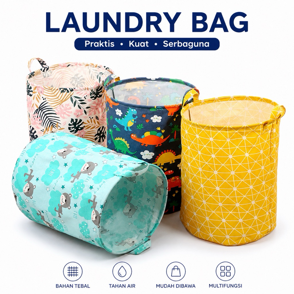 Laundry Bag Keranjang Baju Bulat Keranjang Baju Cucian Keranjang penyimpanan Serbaguna Storage Bag K