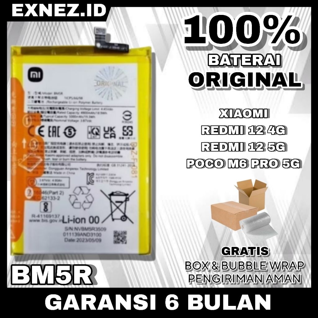 BATERAI BATRAI BATTERAI BATTERY BATU BATRE REDMI 12 4G / REDMI 12 5G / POCO M6 PRO 5G BM 5R BM5R ORI