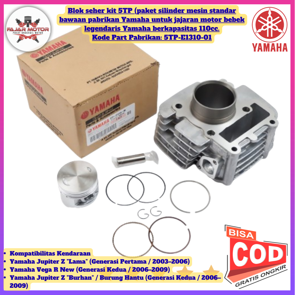 Blok Seher KIT VEGA R NEW Ori Premium 5tp - Cylinder COMP Mesin 1Set Yamaha Jupiter Z OLD / NEW
