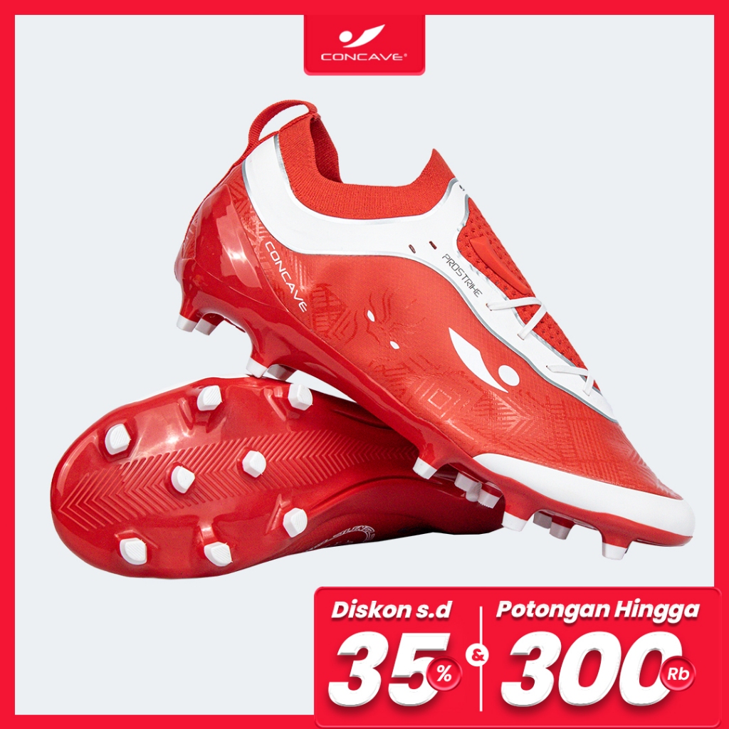 Concave x JLingz Sepatu Bola Volt Jlingz FG Red White