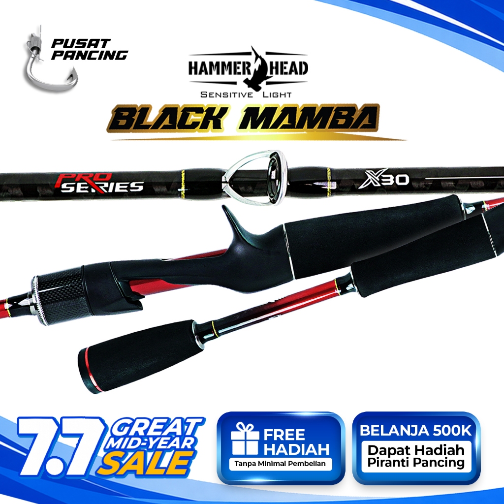 HAMMER HEAD Joran Pancing Baitcasting BLACK MAMBA Pro Series 180cm - 210cm X30 Carbon Blank Construc