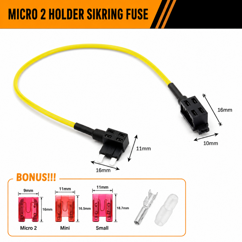Fuse Sekring Kabel Jumper Tap Konektor Standar Small Mini Low Profile Micro 2 Holder Sikring Fuse