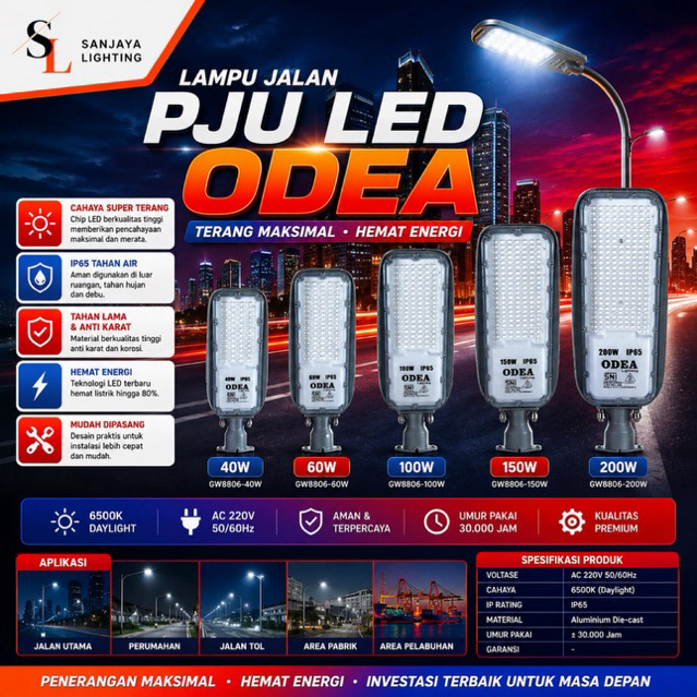 Lampu PJU LED Odea Listrik , (GW-8806) Body Premium Kualitas Oke