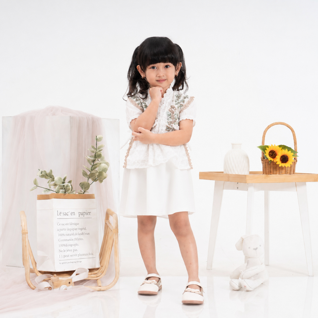 Delova Kids - LUNA VEST Brukat Rompi Anak Renda Tille Outer Kondangan Lebaran Pesta Korean Style Cou