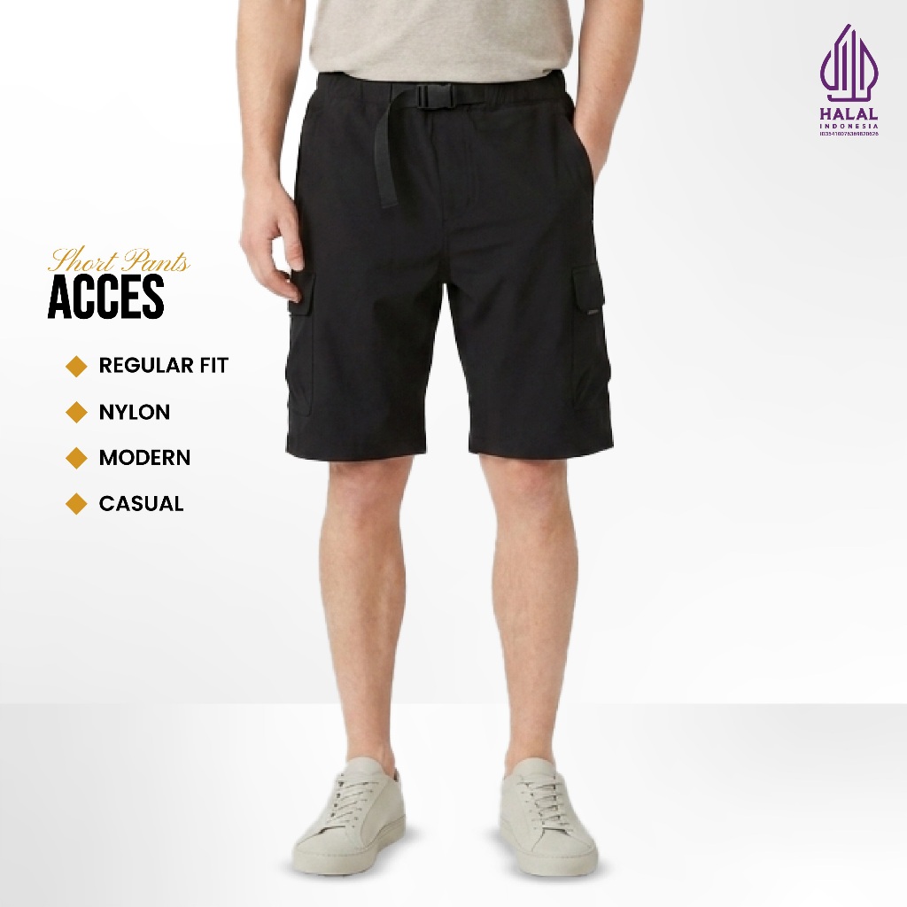 Emba Classic - Acces Celana Pendek Pria Cargo Warna Black