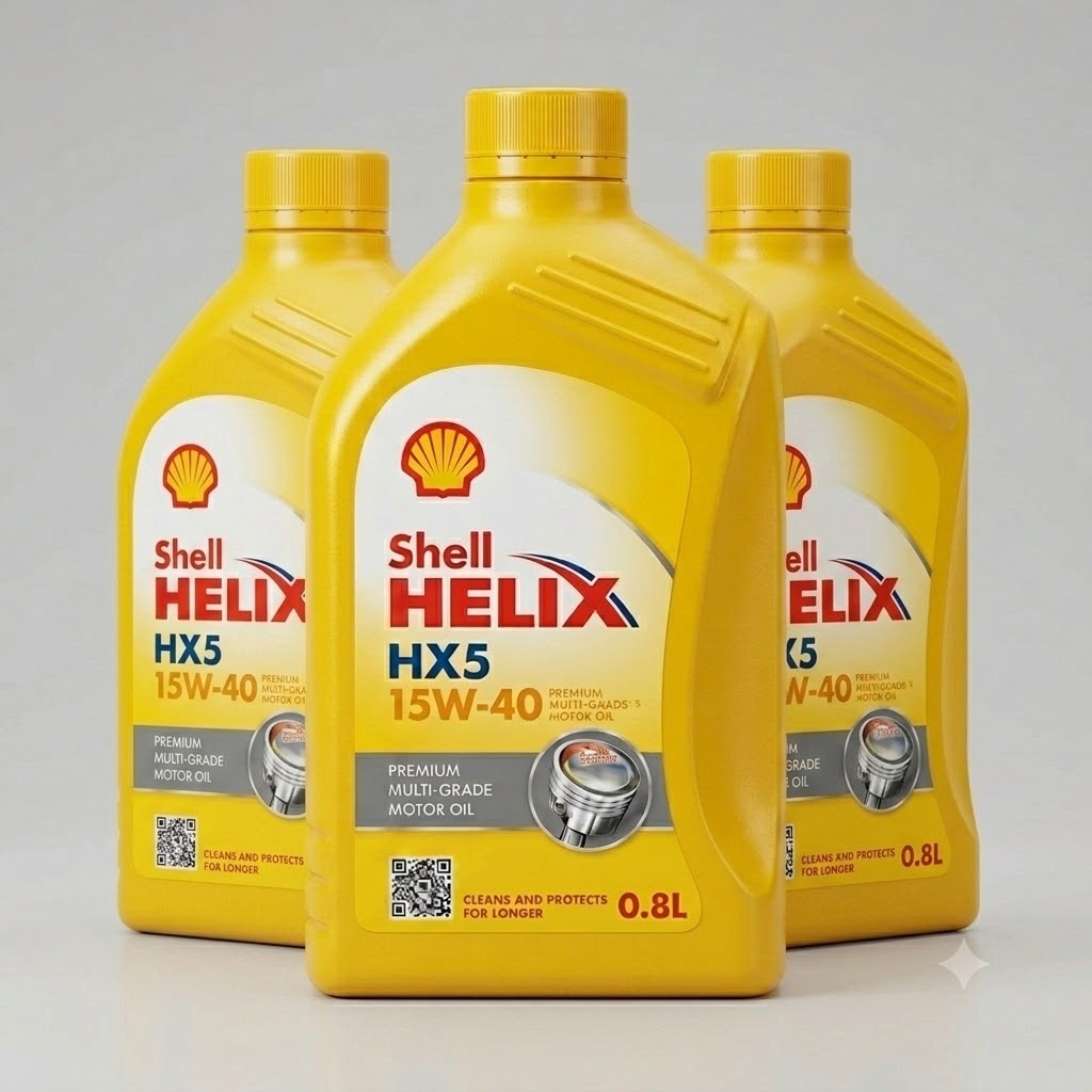 (3 BOTOL) OLI MOTOR DAN MOBIL SHELL HELIX HX5 SAE 15W-40 0.8 LITER OLI MESIN