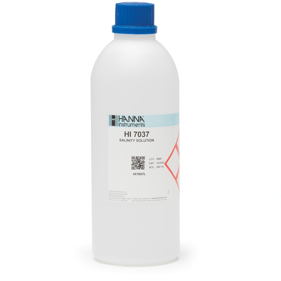 Hanna HI7037L Calibration solution for 100% NaCl (Seawater Salinity) Readings, 500 mL bottle
