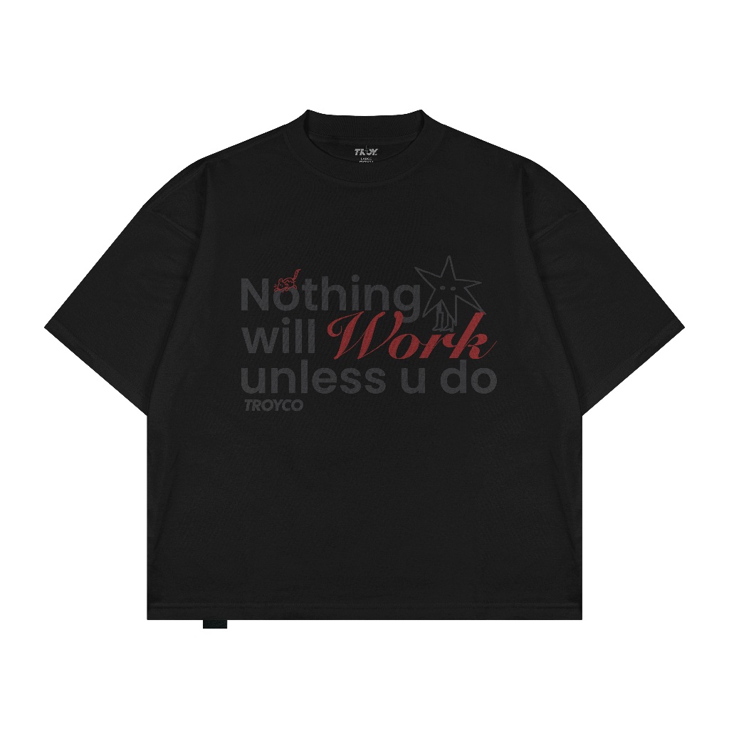 Troy Company Boxy Oversize Tshirt Black Work - Kaos Pria Boxy Oversize Hitam MBD 3109
