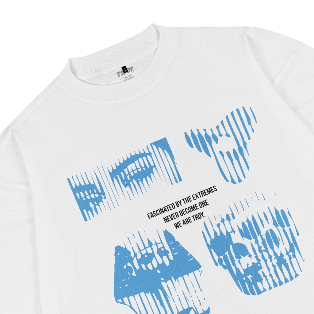 Troy Company Boxy Oversize Tshirt White Be Not One - Kaos Pria Boxy Oversize Putih MBD 3082