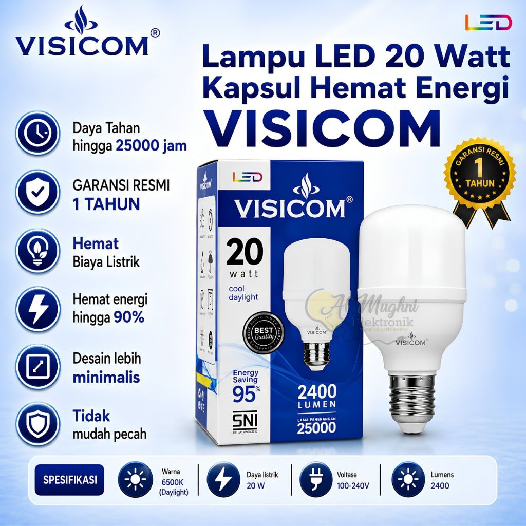 VISICOM lampu LED kapsul 20 watt putih visicom GARANSI 1 TAHUN