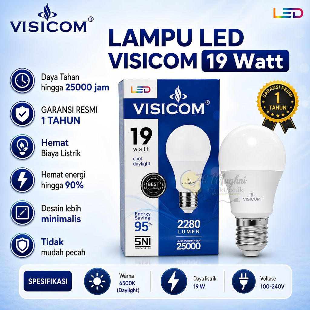 VISICOM lampu LED bulb 19 watt putih visicom GARANSI 1 TAHUN