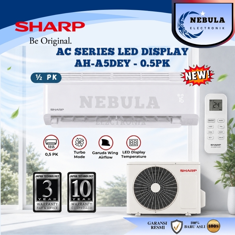 SHARP LOW WATT 1/2 PK/AC LOW WATT SHARP 1/2PK AH-A5DEY LED DISPLAY/AC LOW WATT 1/2PK SHARP NEW SERIE