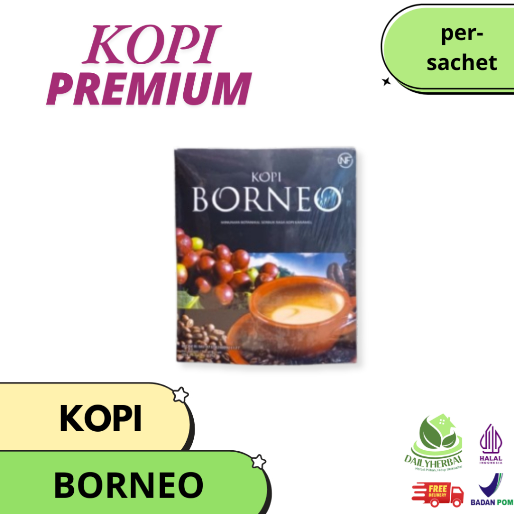 KOPI BORNEO PER-SACHET KOPI PREMIUM | Kopi Borneo Premium Blend Coffee Serbuk Rasa Kopi Karamel ORIG