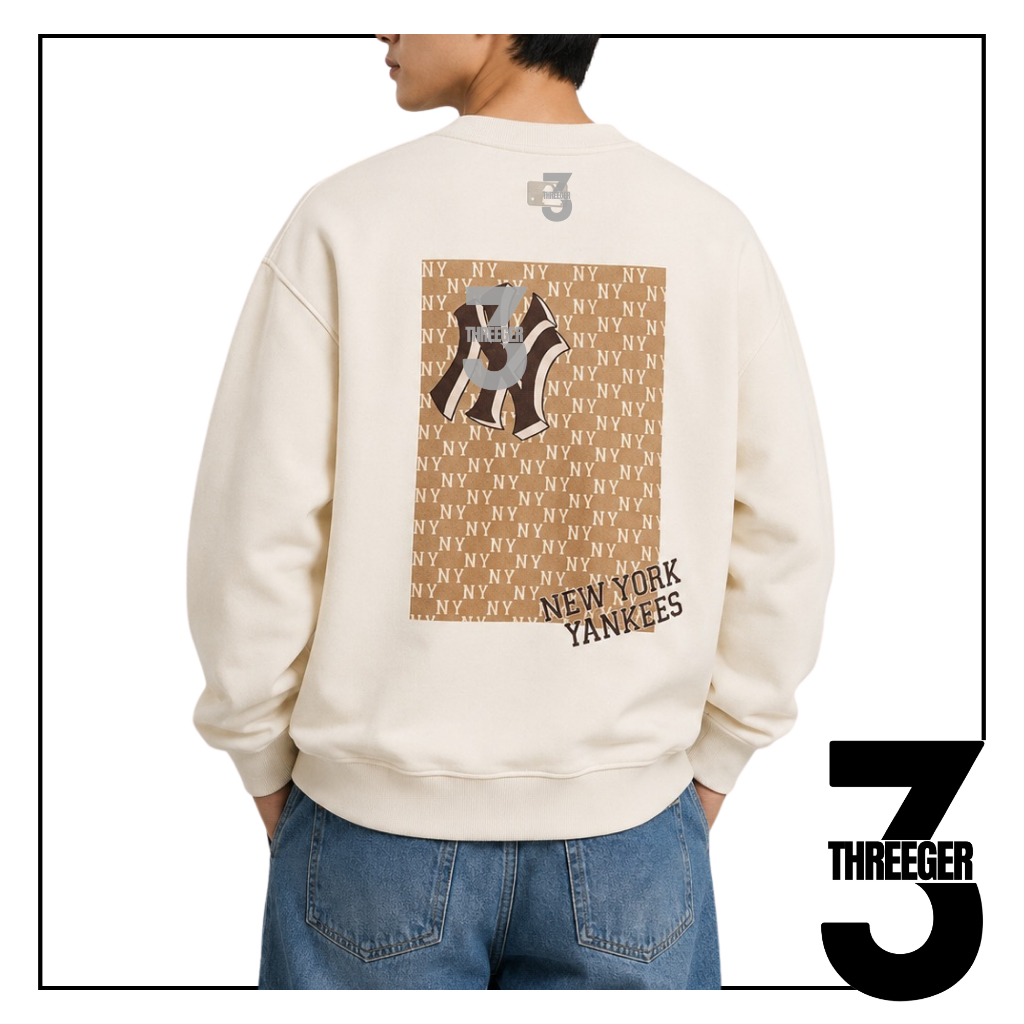MLB NY Yankees Monotive Sweatshirt  Ivory Original / Sweatshirt MLB Authentic