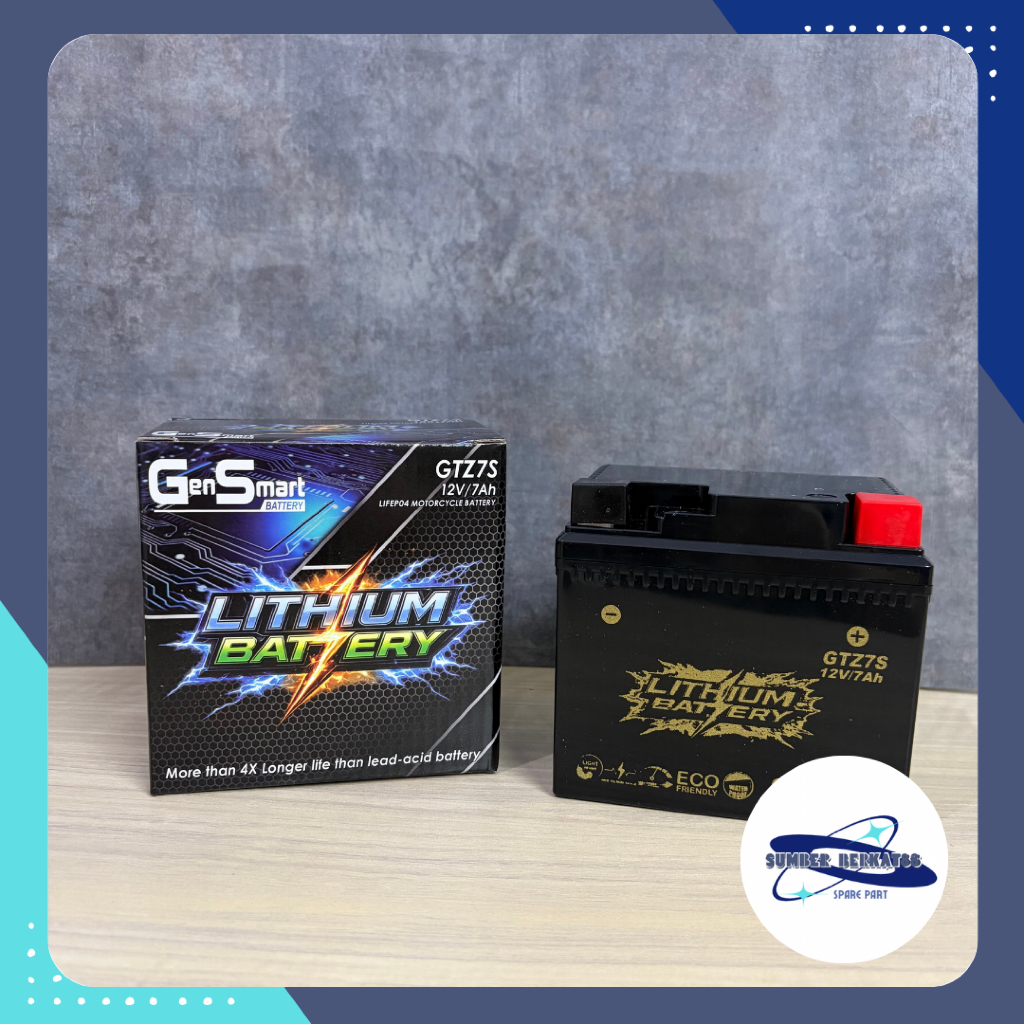 AKI LITHIUM GEN SMART GTZ7S 12V 7AH LIFEPO4 MOTORCYCLE BATTERY BMS HIGH POWER CCA BEAT ISS VARIO 125