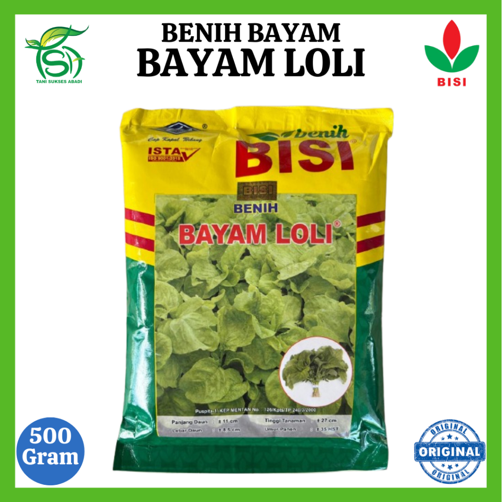 Benih Bayam Hijau BAYAM LOLI - 500 Gram - Bibit BISI