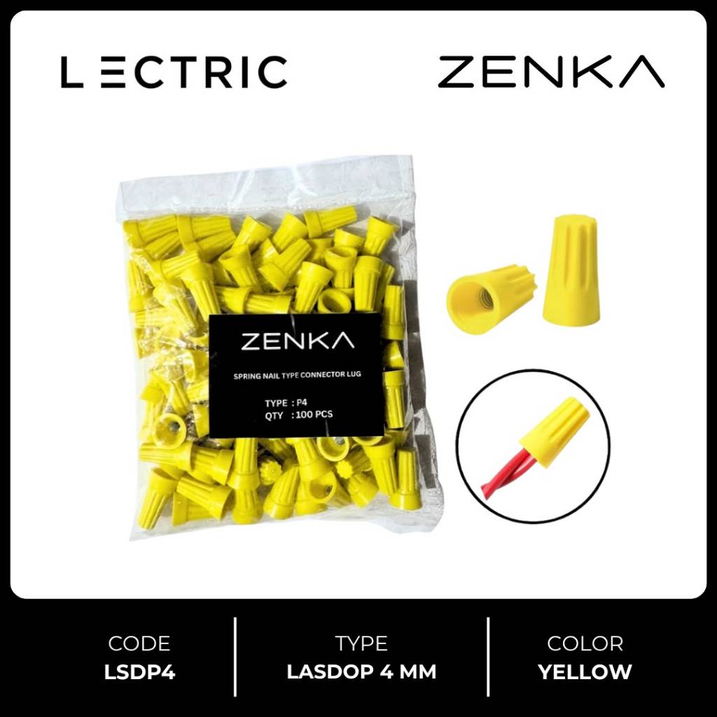 ZENKA - LASDOP 4MM KUNING LASDOP - Pengaman Sambungan Kabel