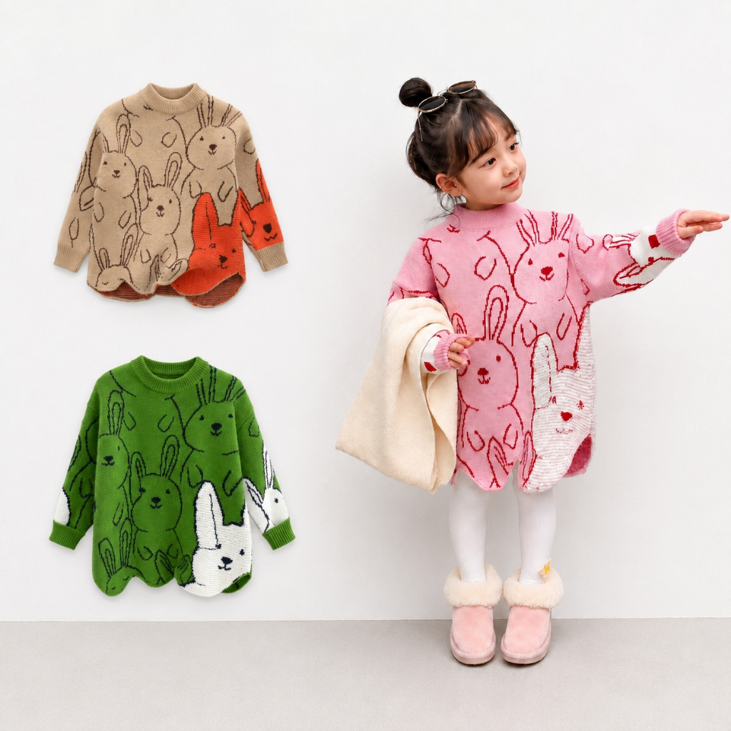 Sweater Rajutan anak perempuan CSW6063 korea Tebal