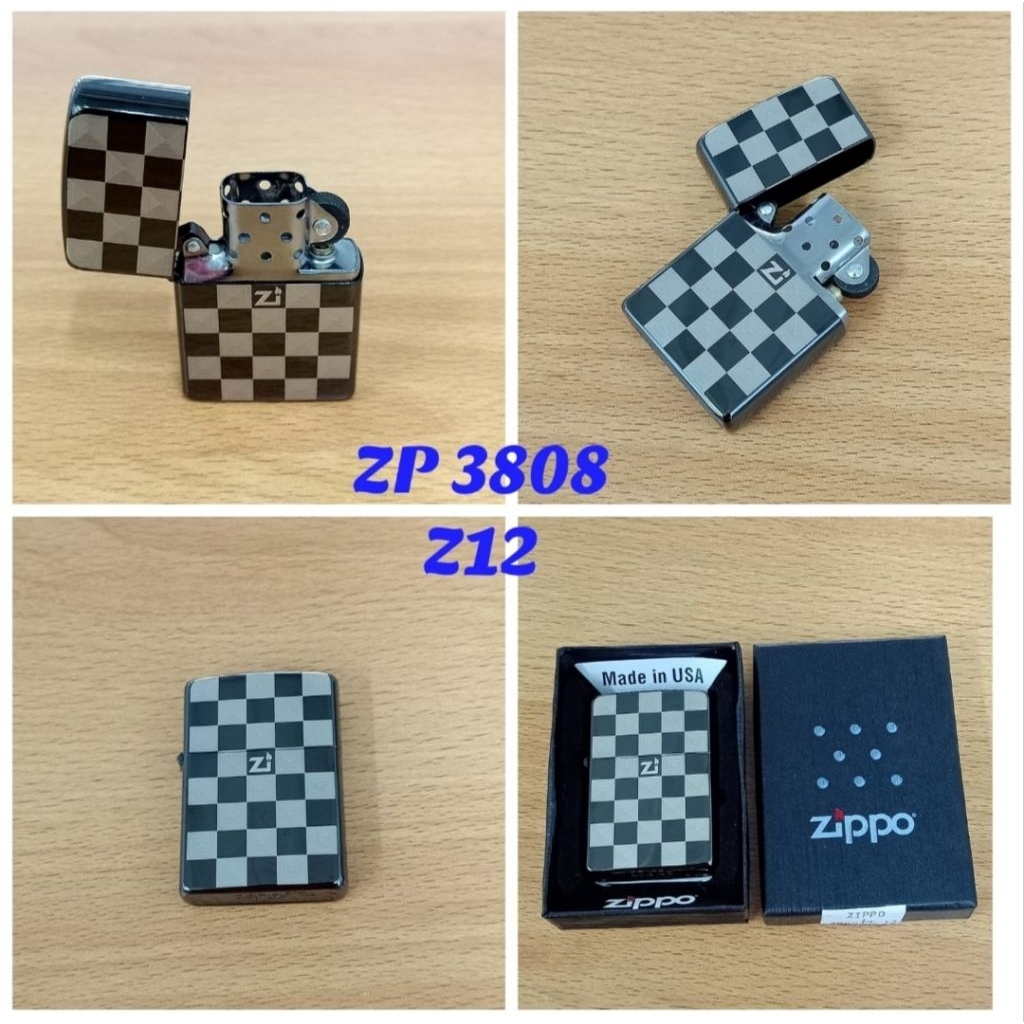 Korek Zippo Original USA Motif Kotak Catur ZP 3808 - Desain Elegan & Kokoh BISA COD