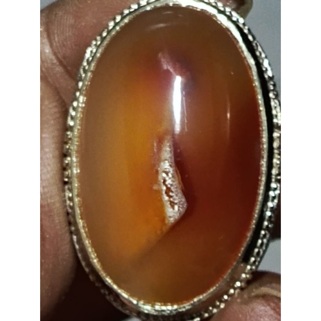 batu asli alam combong kuning merah dkt mulus jumbo ikat alpaka krum no 10