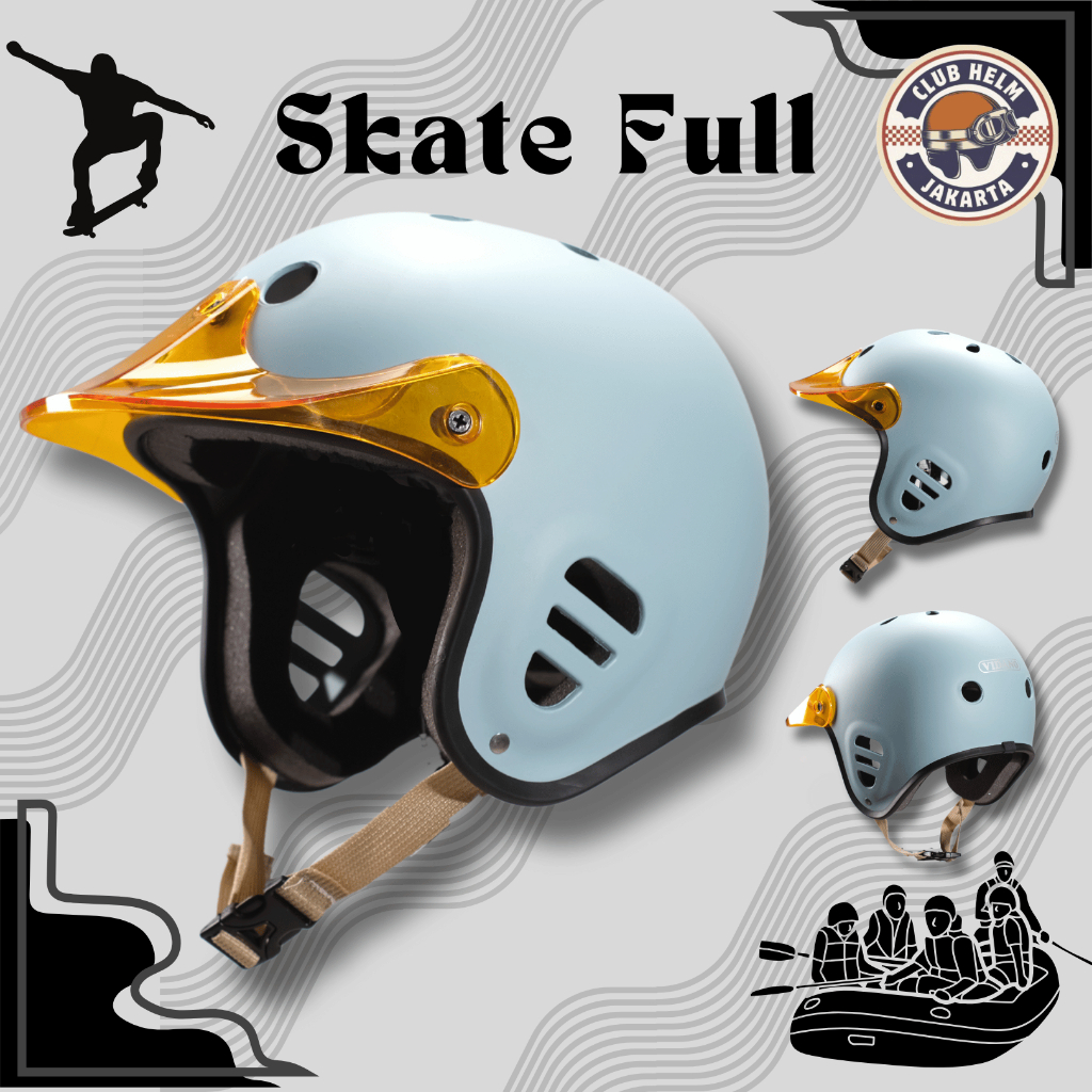 Helm Skate Full Sepeda Polos + Topi / Pet