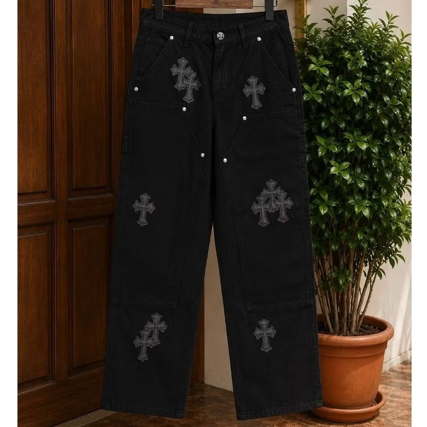 Chrome Hearts Black Patch Jeans
