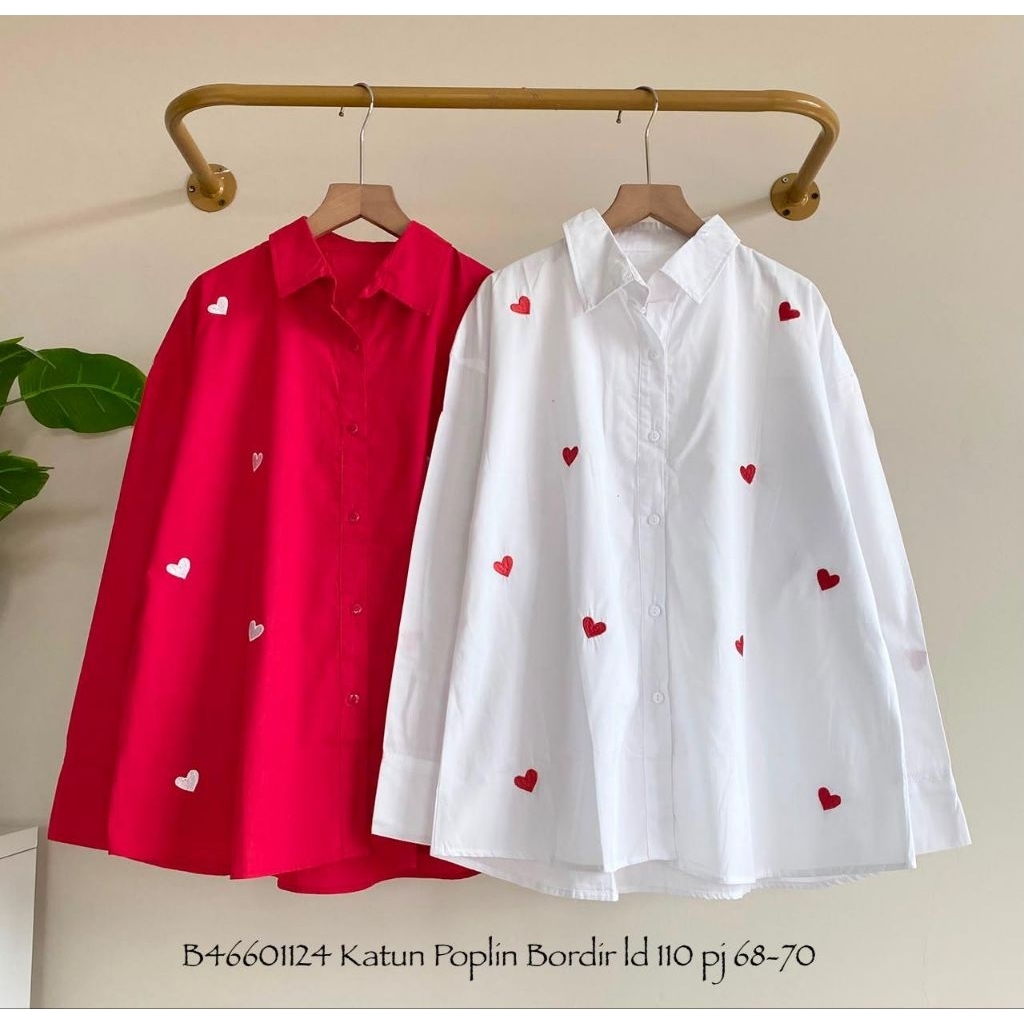 kemeja salur merah putih tunik salur dirgahayu RI polkadot polos red white