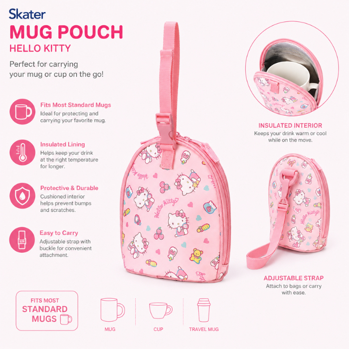 SKATER Mug Pouch [Tas Mug] Hello kitty - Tas untuk gelas/cup