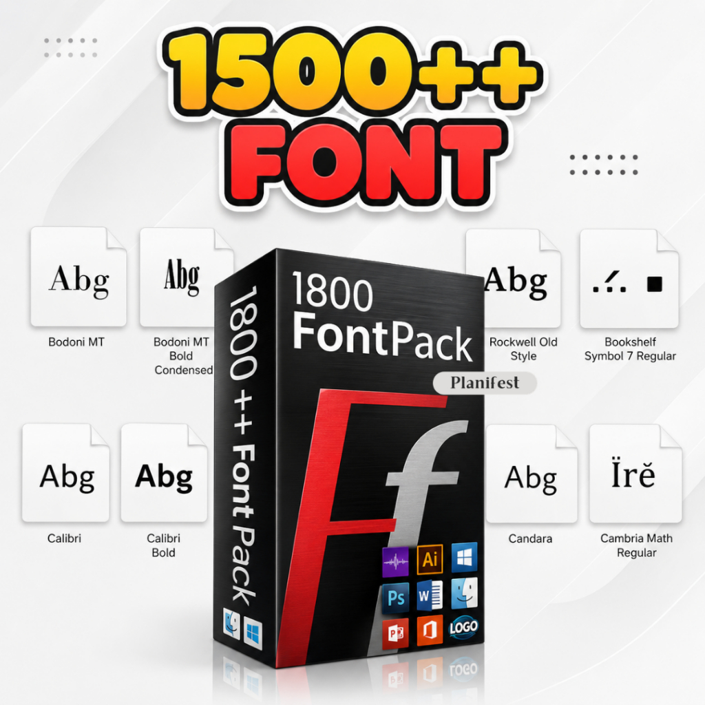 1500+ Font Bundle Pack | TTF OTF EOT | Paket Lengkap Font Desain Siap Pakai untuk semua aplikasi