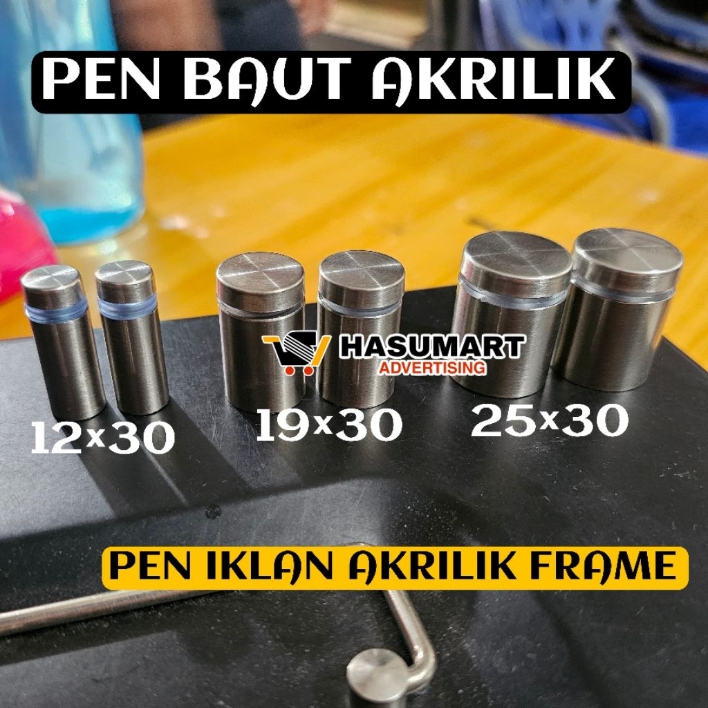 Pen Iklan Akrilik Frame / Pen Baut Akrilik / Pin Stainless