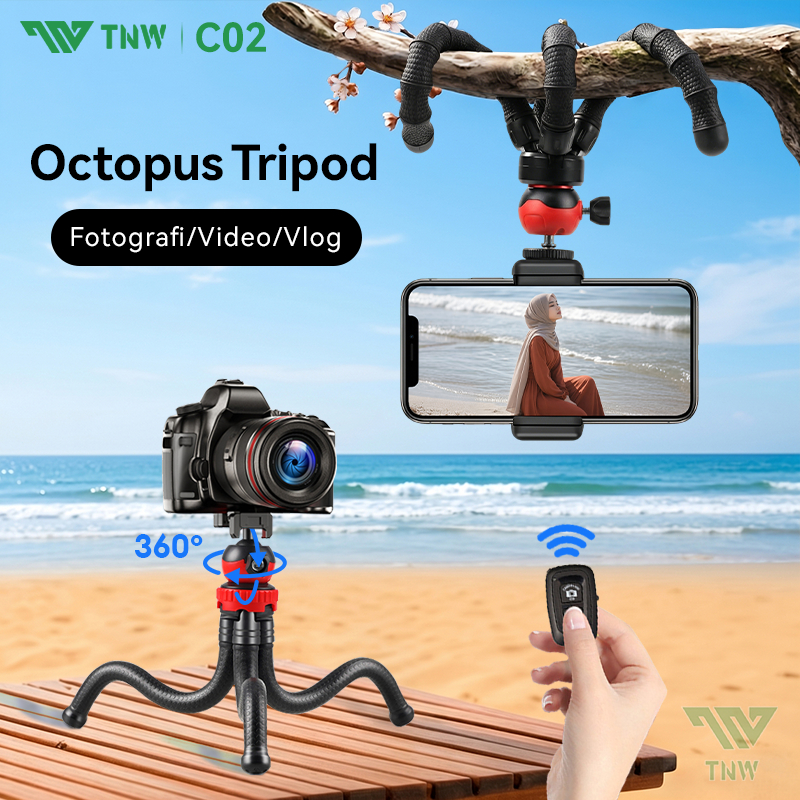 TNW C02 Octopus Tripod Flexible Gorilapod Mini Tripod Bluetooth Gorila Tripod Tongsis Tripod Blutoot