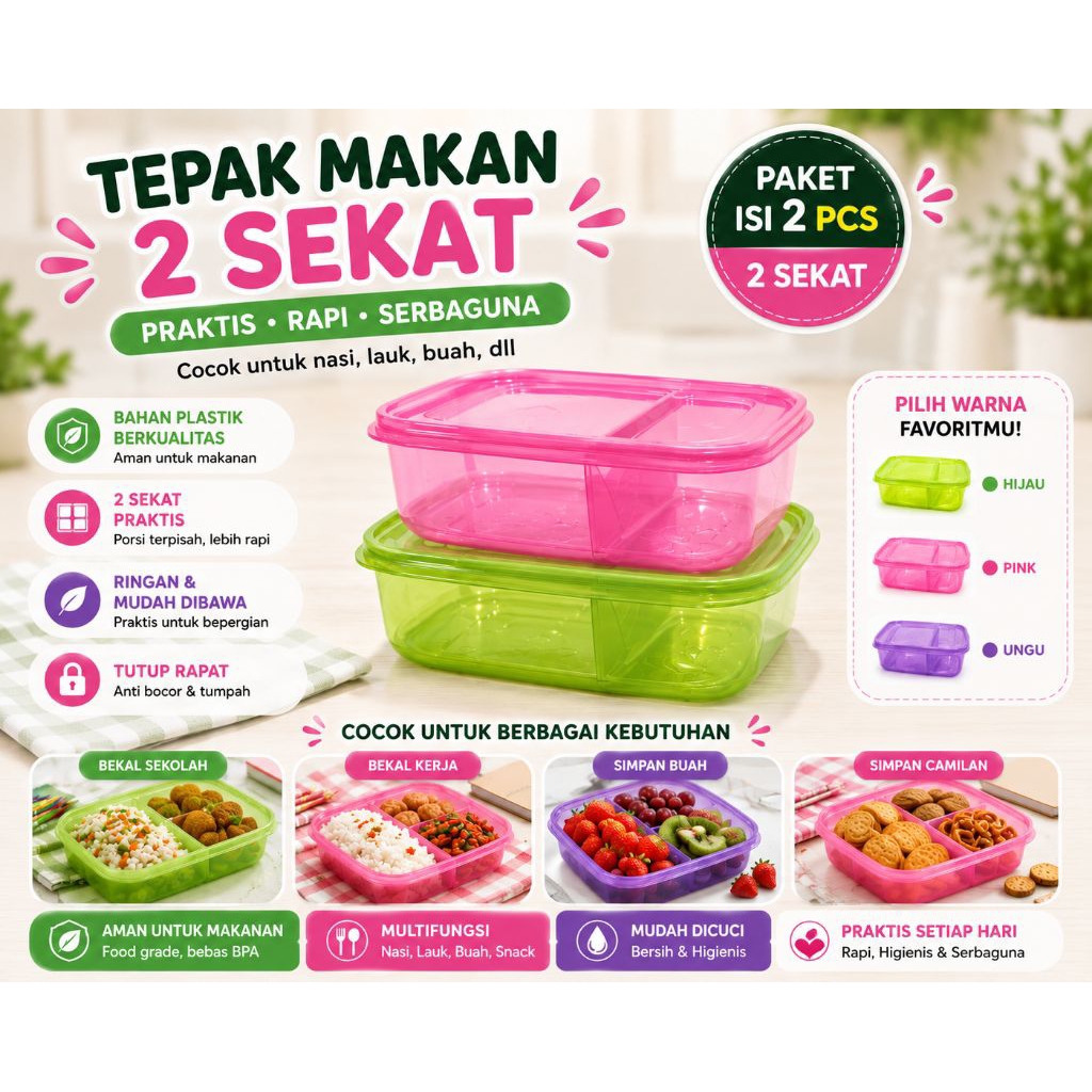 Tepak Makan 2 Sekat