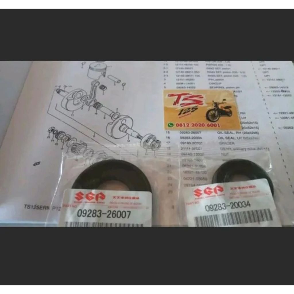 Seal kruk as TS125 original sil kruk as TS 125 seal bandul TS125 seal bandul stang seher TS 125 seal