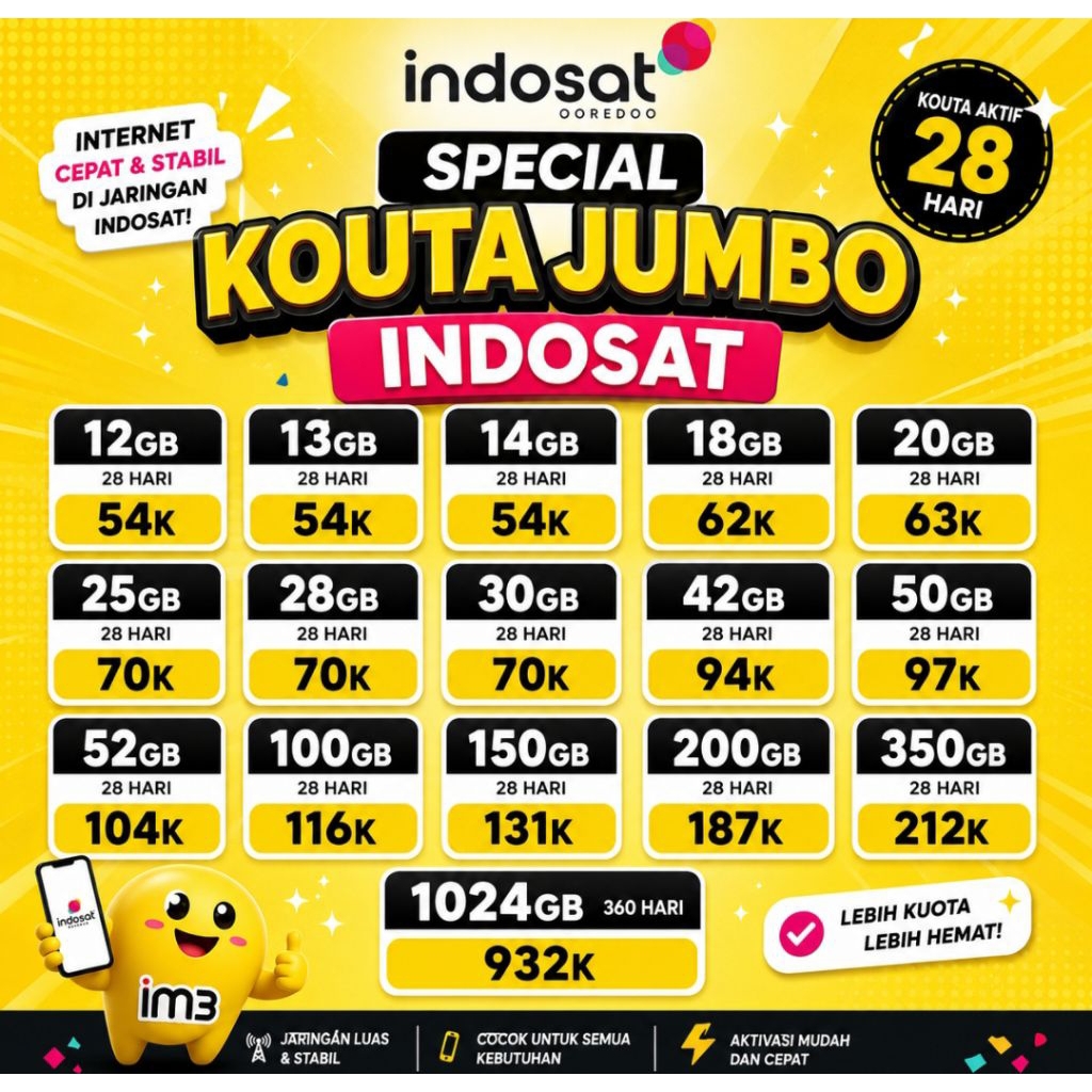 BIG DATA INDOSAT & XL MASA AKTIF 28 HARI