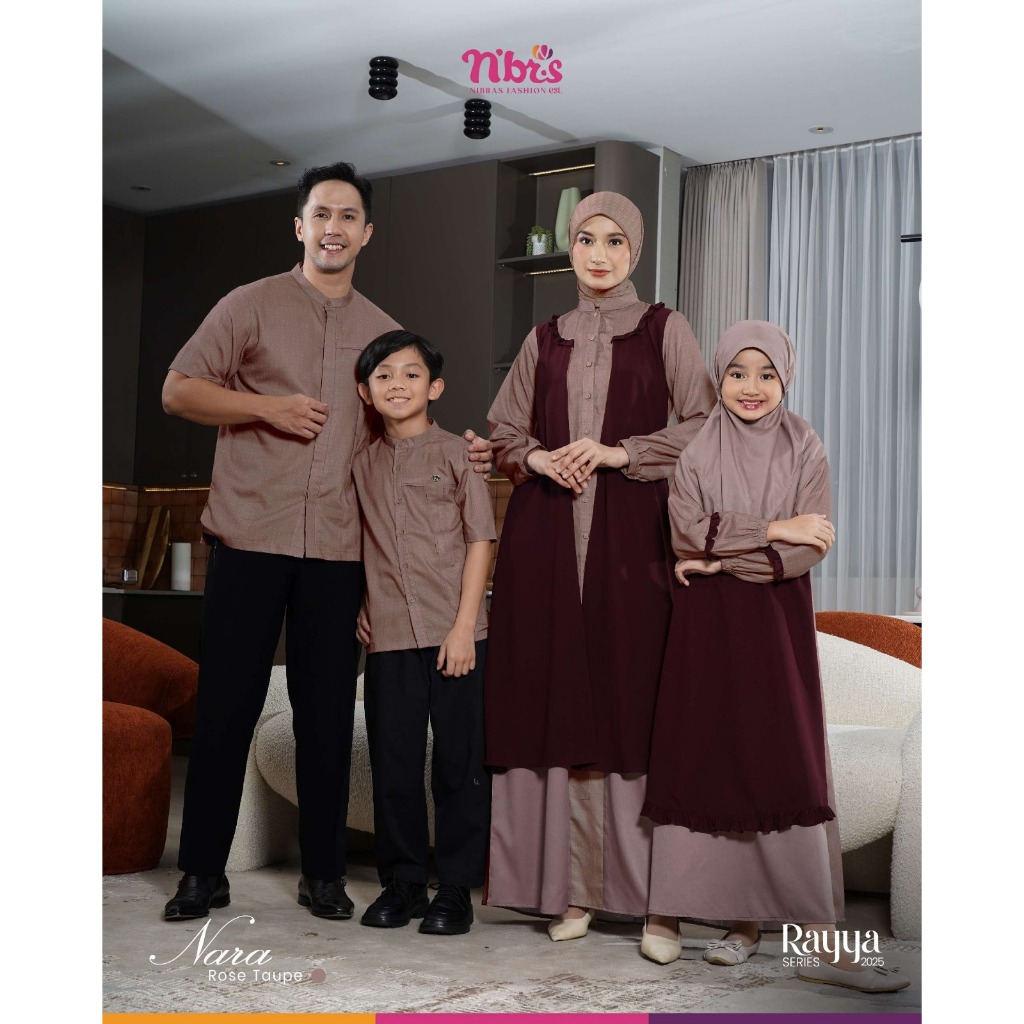 Sarimbit Nibras 2025 Nara I Rose Taupe Baju Muslim Keluarga Modern Elegan Premium