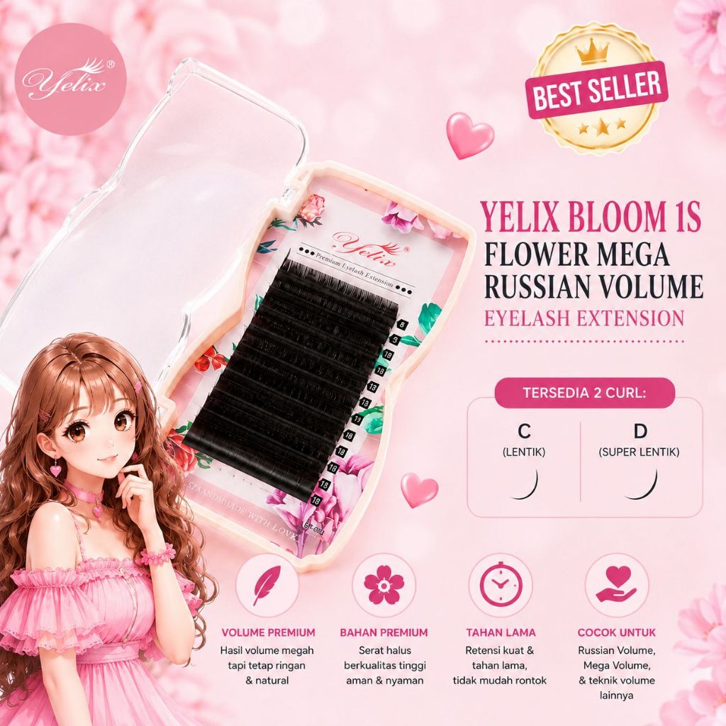 Yelix Blossom Bloom Easy Fanning 1s Flower Mega Russian Volume Eyelash Extension