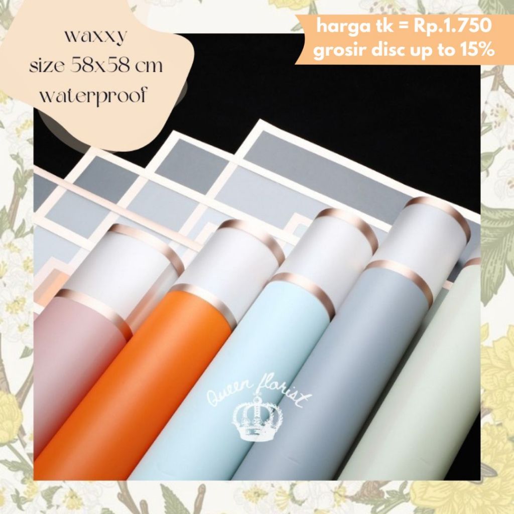 WAXXY GOLD LINE TRANSPARENT double frame list WRAPPING PAPER FLOWER WRAPPING GOLD LINE FLOWER WRAPPI