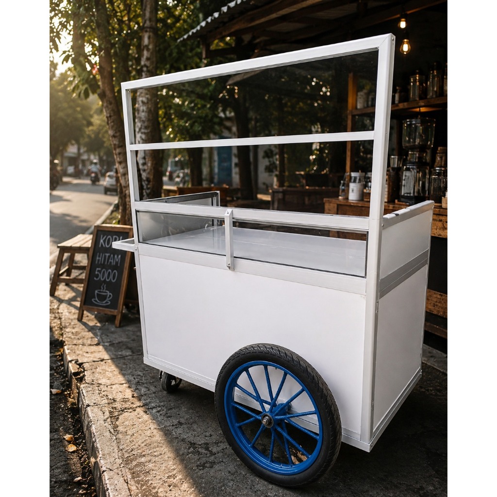 Gerobak Jualan Aluminium Custom | Gerobak Kopi, Minuman, Gorengan, Booth UMKM & Franchise
