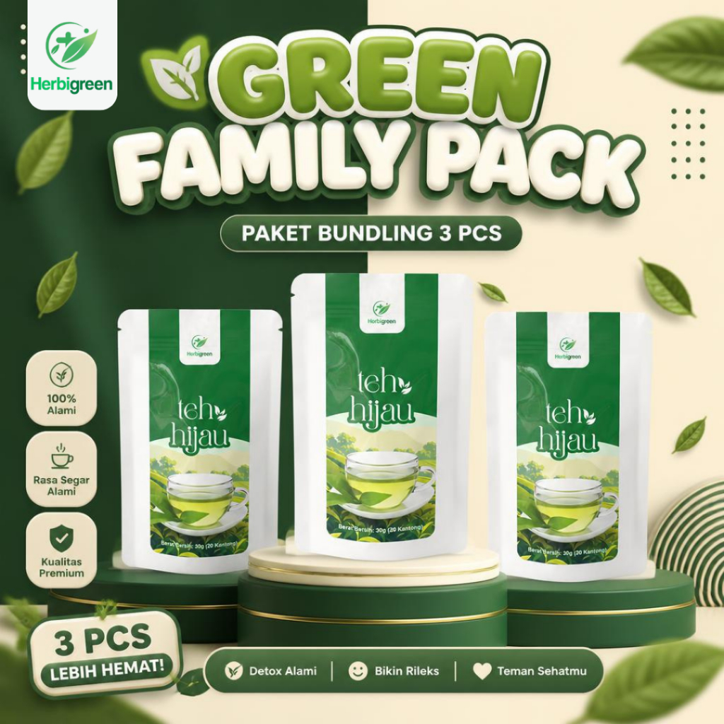 HERBIGREEN TEH HIJAU HERBAL Teh Diet Detox Pelangsing Badan Peluntur Lemak Pengecil Perut Dietary Fi