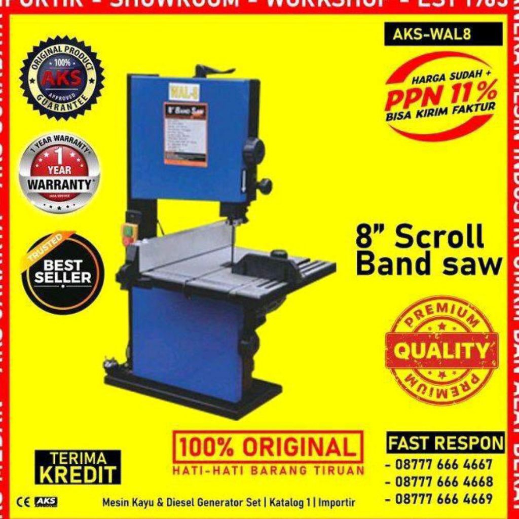 Mesin Pemotong Potong Machine Bandsaw 8 Inch Gergaji Kayu / Benso Bandsaw 8 Inch AKS - WAL8..