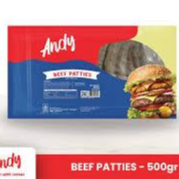 Andy Beef Patties isi 10 pcs 500gr Enak banyak daging nya