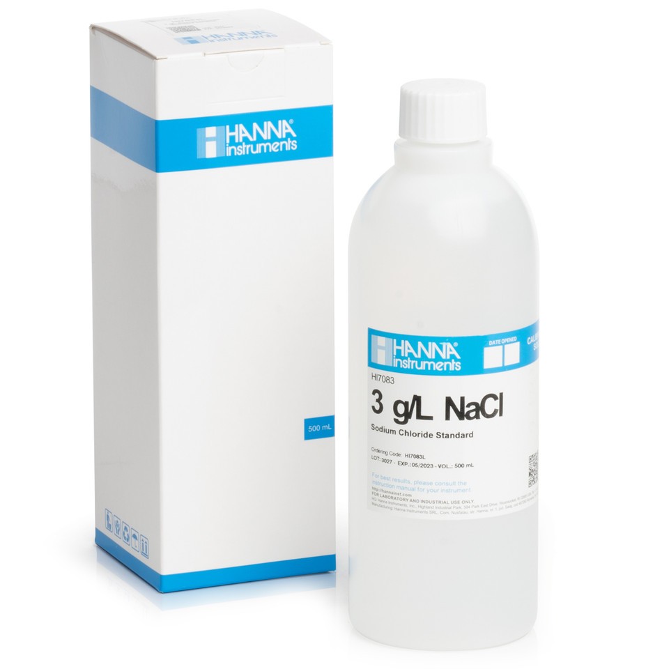 Hanna HI7083L Standard Solution at 3.0 g/L NaCl 500 mL bottle