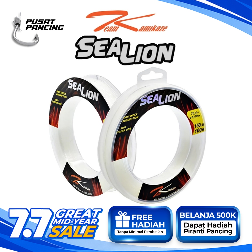 PUSATPANCING5 - Senar Pancing Leader Team Kamikaze Sea Lion Shock Leader 100M Clear Untuk Mancing di