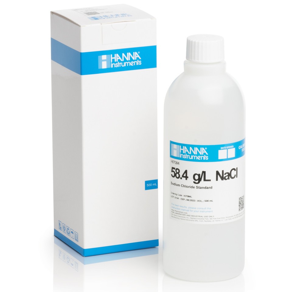 Hanna HI7084L Standard Solution at 58.4 g/L NaCl, 500 mL bottle