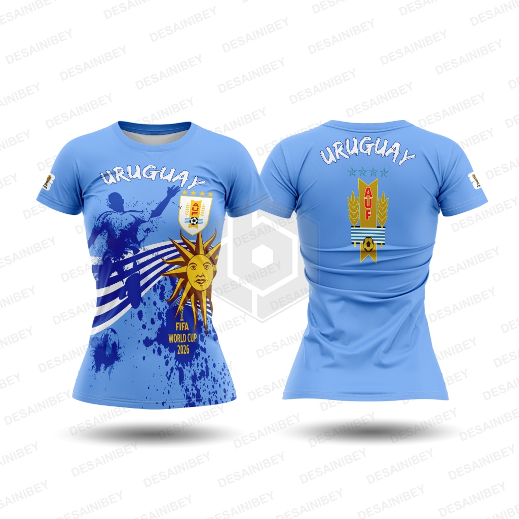 Baju Kaos Wanita Jersey Piala Dunia Uruguay / Jersey Uruguay Fullprint Art-01