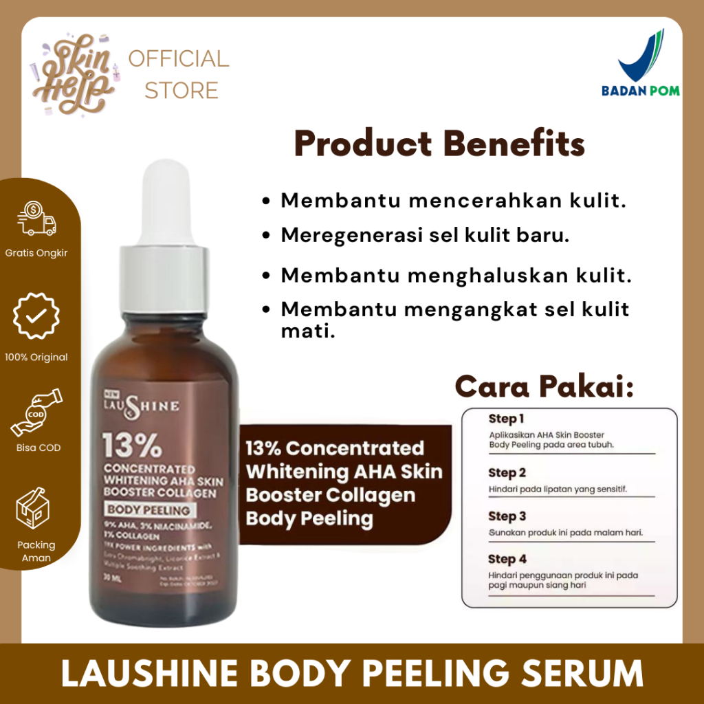 SERUM PEELING LAUSHINE- SERUM  | AHA BODY PEELING 13% CONCETRAD