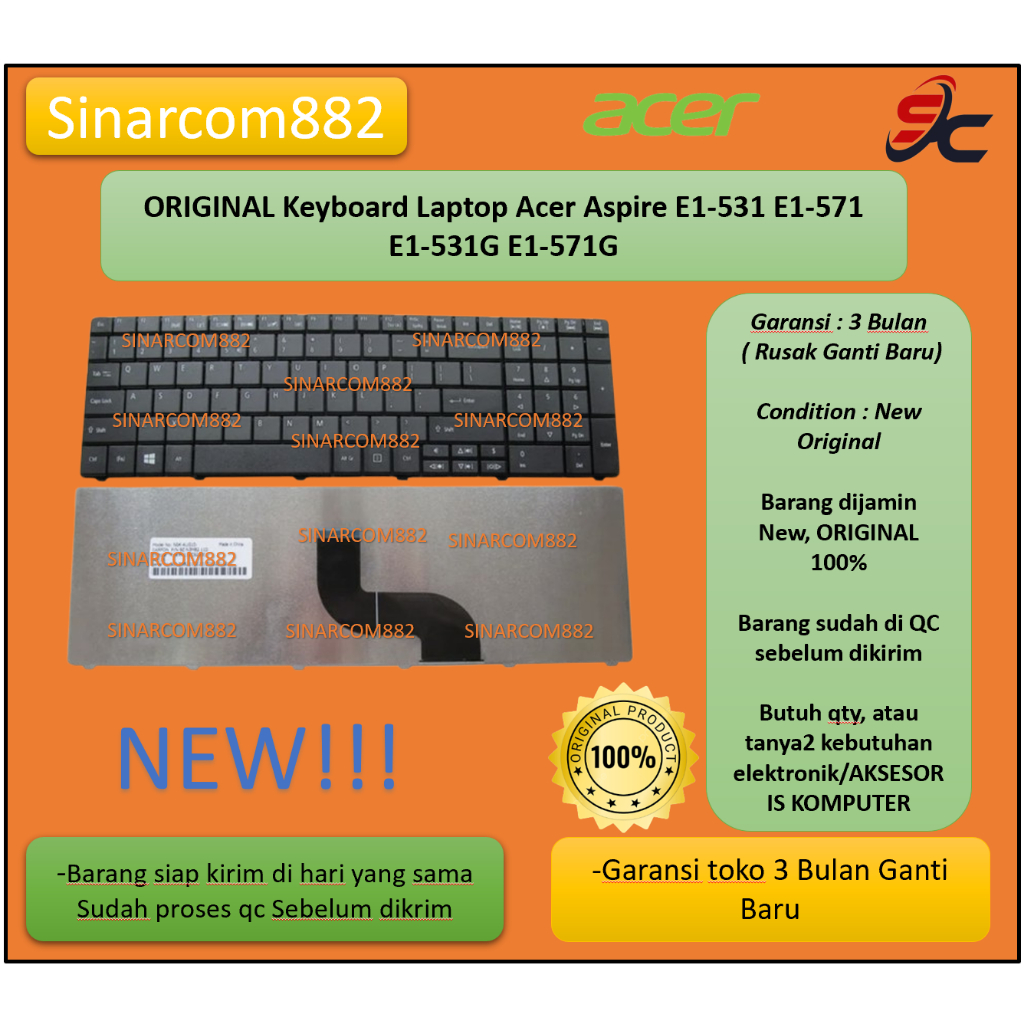 ORIGINAL Keyboard Laptop Acer Aspire E1-531 E1-571 E1-531G E1-571G