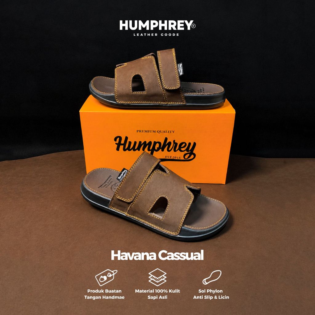 Sandal Humprey Kulit Sapi Asli Garut/Sandal Kulit Pria/Sandal Kulit Casual/Sandal Kulit Asli Garut/S
