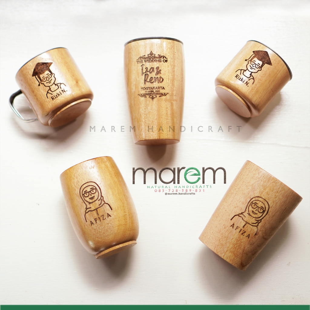 [FREE GRAFIR] Gelas Kayu mahoni custom grafir nama atau logo | wooden Glass | gelas stainless | souv