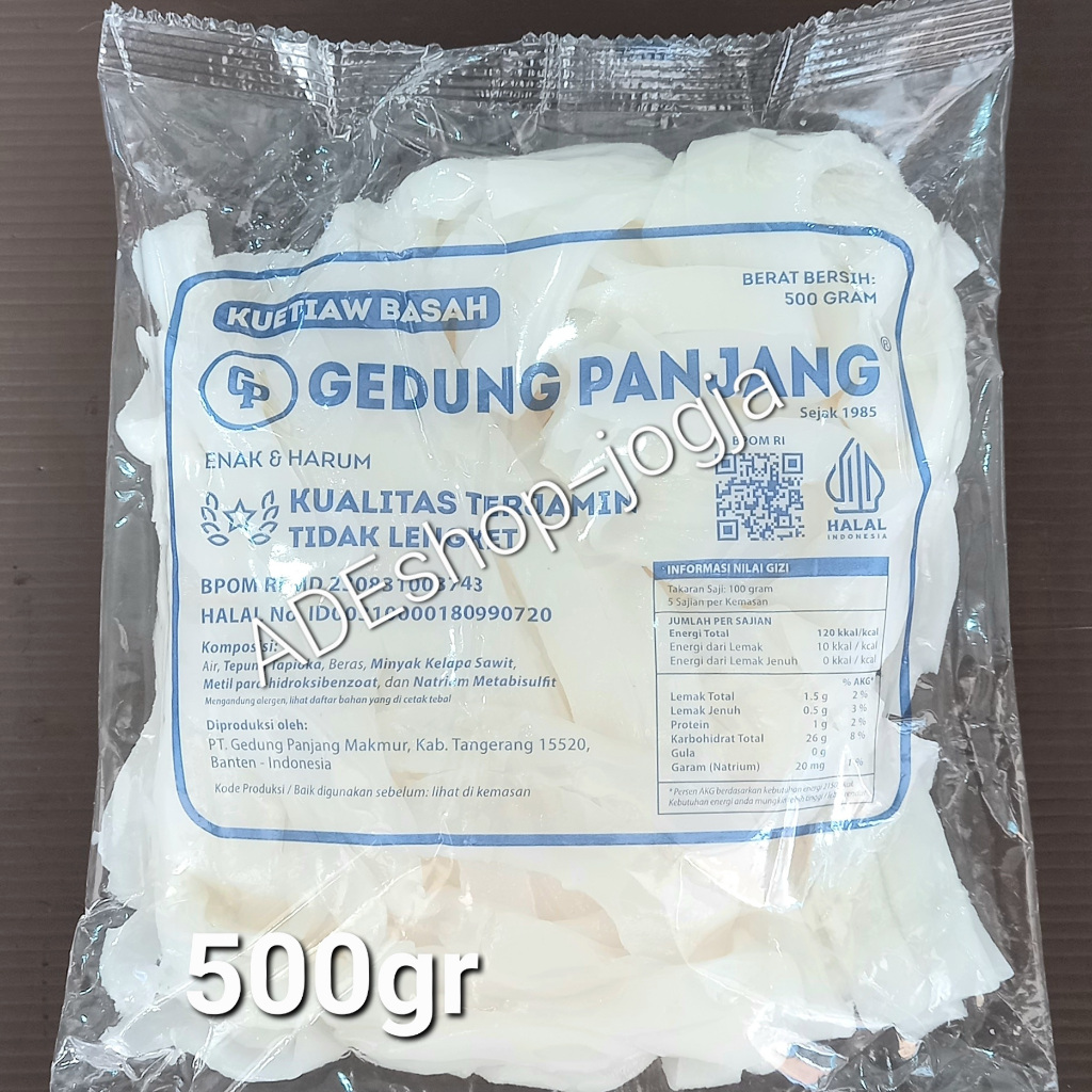 kwetiau kuetiau basah mentah gedung panjang 500 gr mie